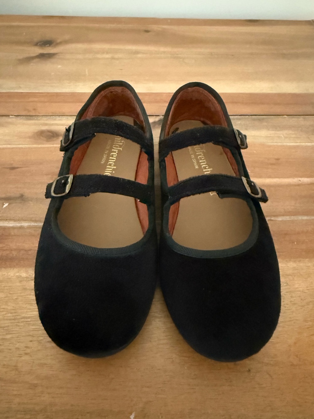 Childrenchic Black Double-Strap Mary Jane Flats for Kids